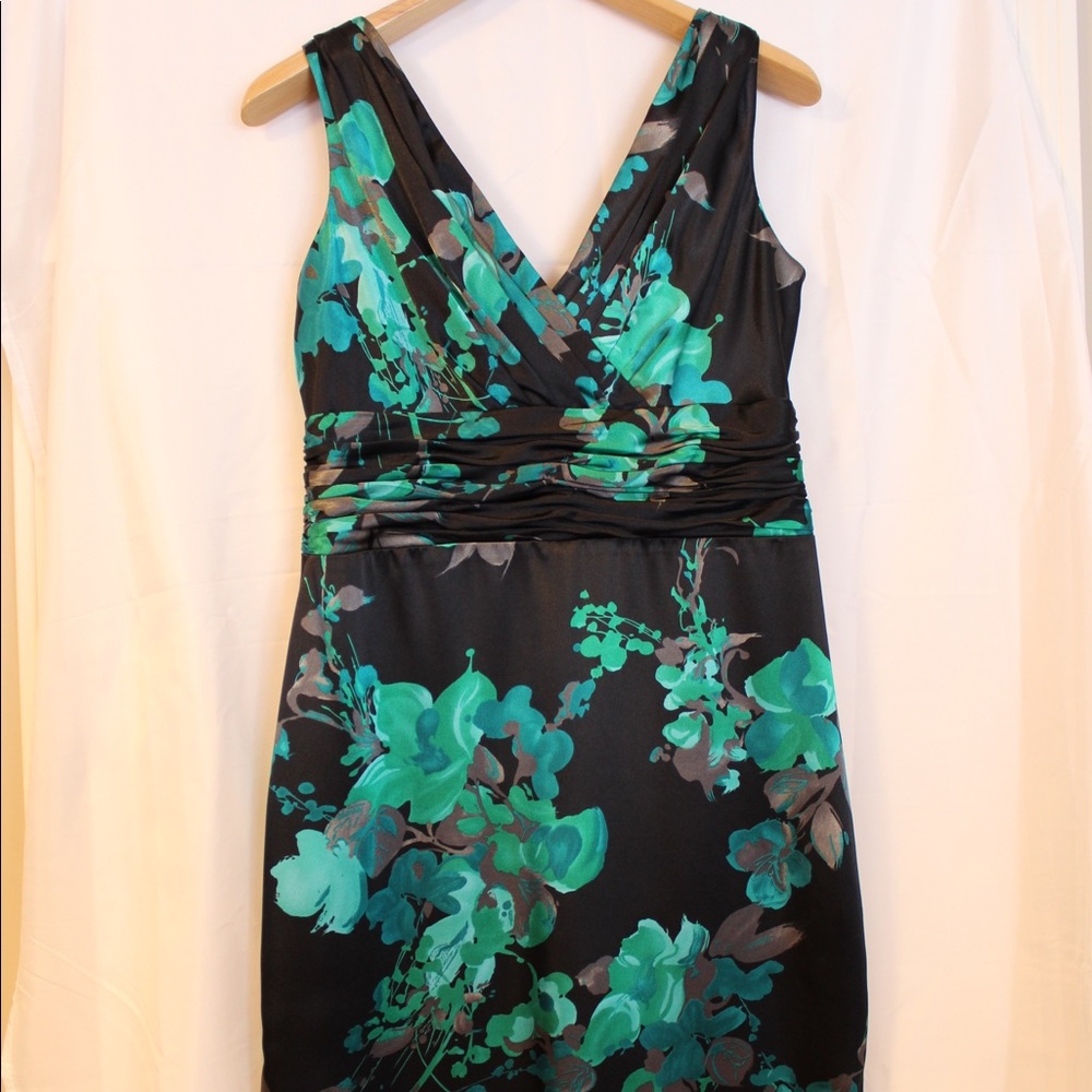 Black and green floral dress